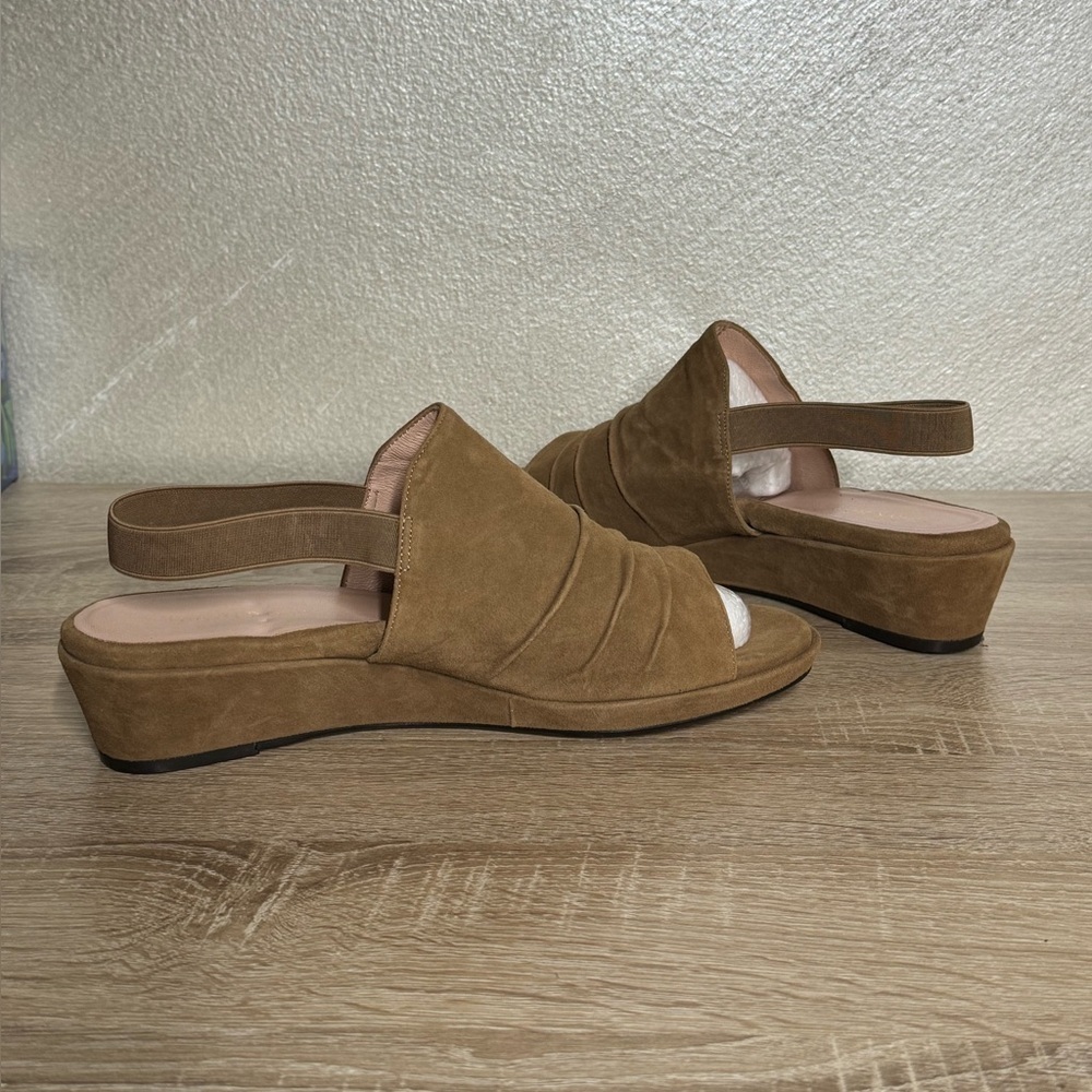 Taryn Rose Tiva Women 11M Brown Suede Elastic Slingback Wedge Sandals - Picture 5 of 11